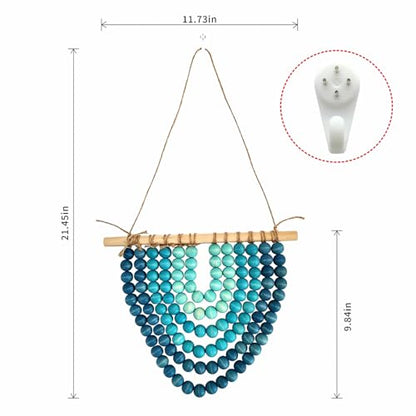 Boho Wooden Bead Garland Wall Hanging Tapestry Macrame Wood Beaded Wall Art