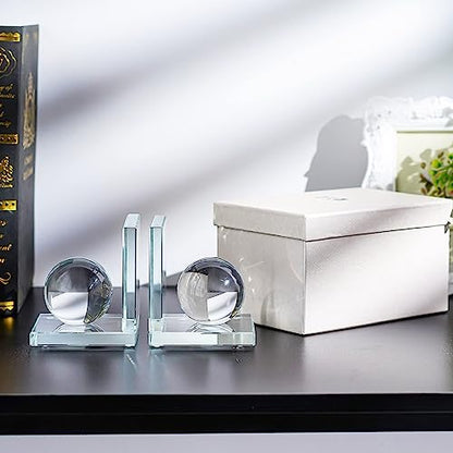 1 Pair Crystal Bookends with Crystal Ball for Heavy Books - color: Ball