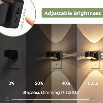 L LOHAS LED Night Light, Motion Sensor Night Lights Plug in Wall Projector - color: Black-Motion