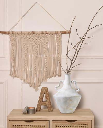 UPWOIGH 14in Distressed Ceramic Vase with Double Handles - color: Off-white, size: 14''