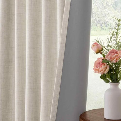 INOVADAY 100% Blackout Linen Curtains for Bedroom 50x90 Inches Cream - color: #01 Cream, size: 50"W x 90"L (Pack of 2)