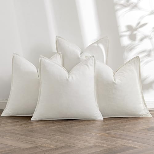 MIULEE Cream Boho Linen Decorative Pillow Covers 18x18 Inch Pack of 4 - color: Cream, size: 18" x 18" (Pack of 4)