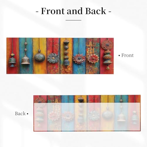 Bohemian Curtain Valance 54x18 Inches Window Treatment Rod Pocket Valance for Kitchen Bathroom Bedroom - color: Bohemian