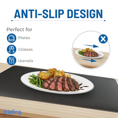 Frieling – Davanti By Frieling – Everyday Rectangular Placemat – Novo Cuero Black - Black, Set of 6 - color: Novo Cuero Black