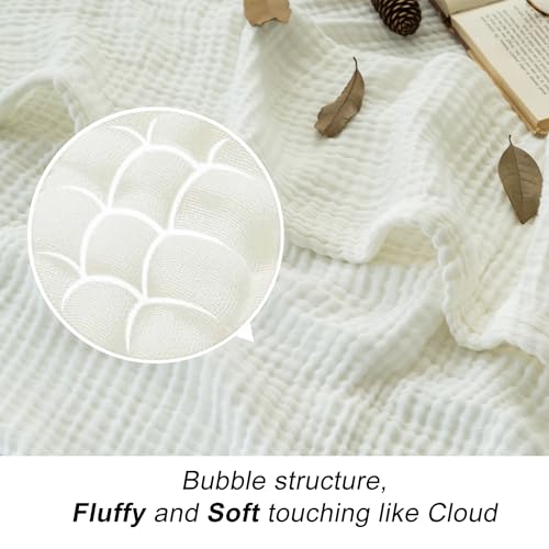 EMME Muslin Cotton Blanket Adults Heather White Throw XL 50"x70" - color: 04-white-1, size: Large Throw (50" X 70")