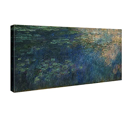 Wieco Art Reflections of Clouds on the Water Lily Pond Giclee Canvas Prints Wall Art of Claude Monet Oil Paintings Large Modern Artwork Pictures Ready to Hang for Bedroom Home Office Decorations L