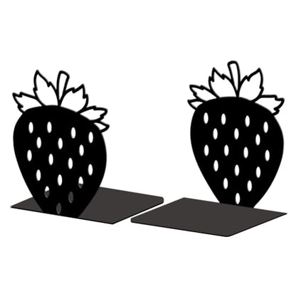 Peacoblue 5.3"x4.3"x6.1" Metal Bookends, Heavy Duty Book Ends for Shelves - style: Strawberry