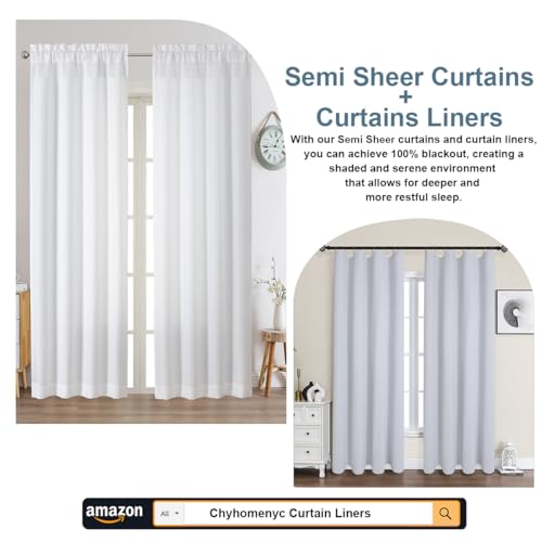 Chyhomenyc White Curtains 84 Inch Length 2 Panels 40Wx84L inches - color: White, size: 40"W x 84"L (Pack of 2)
