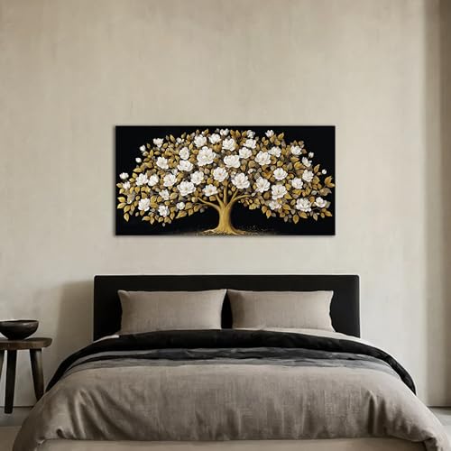 Tree of Life Wall Art Black and Yellow Canvas Prints Modern Artwork 20"x40" - color: gold, size: 20"L x 40"W