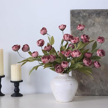 6 Pcs 27" Faux Silk Peony Artificial Flowers Stems for Vase (Warm Pink) - color: Warm Pink