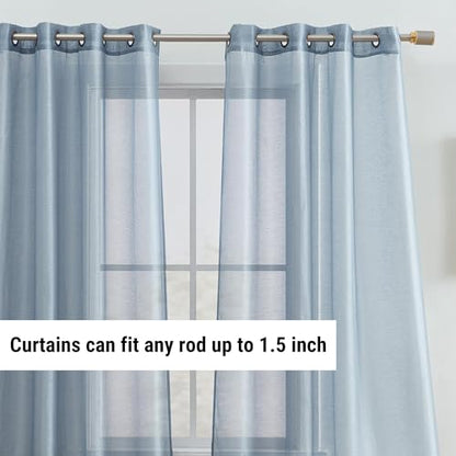 HLC.ME Semi Sheer Grommet Window Curtains, 2 Panels, 54x84 Inch, Dusty Blue - color: Dusty Blue, size: 54"W x 84"L (Pack of 2)