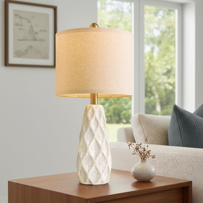 Small Table Lamps Set of 2 for Living Room, 20.25" White Bedside Boho Lamps - color: White, size: Small - 20.75''