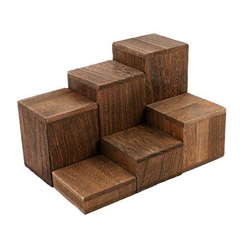 MOOCA 6-Piece Wooden Square Display Risers for Jewelry & Accessories - color: Brown