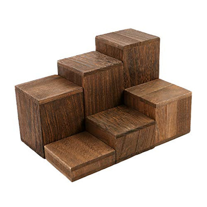 MOOCA 6-Piece Wooden Square Display Risers for Jewelry & Accessories - color: Brown