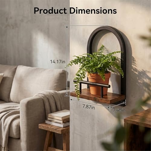 Amaoot Floating Shelves Set for 2, Wall Plant Holder Shelf, Wall Planters
