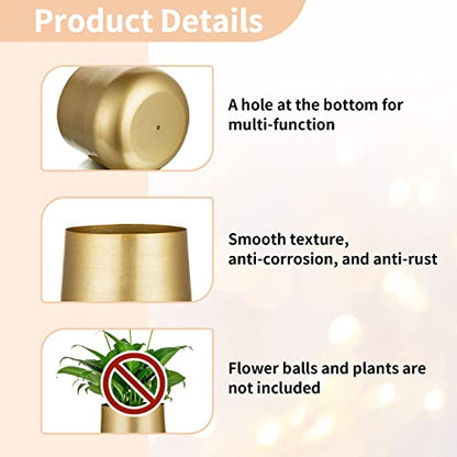 NUPTIO Metal Flower Plant Pot with Drainage Hole, 5.71", 2 Pcs - color: Style 1#, size: 5.7in Tall-2pcs