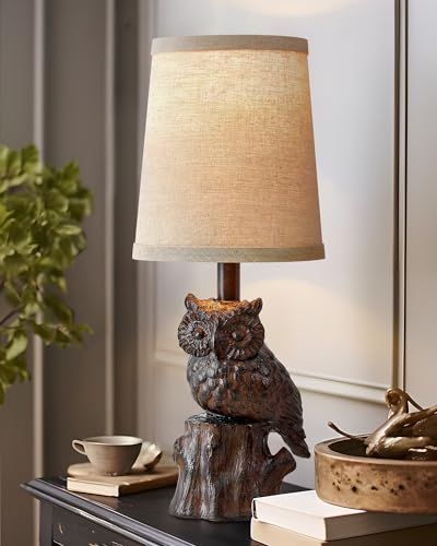 Small Table Lamp for Bedroom, 14.25" Farmhouse Resin Brown Nightstand Lamp - color: ‏‏‎ ‎‏‏‎ ‎Brown