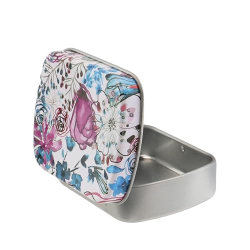 4pcs Purple Rose Empty Hinged Tin Box Metal Tin Storage Box - color: Purple Rose