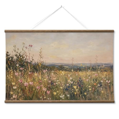 ARPEOTCY Extra Large Framed Wall Art, Wildflower Meadow Art Print, 36x54In - color: Wildflower Meadow