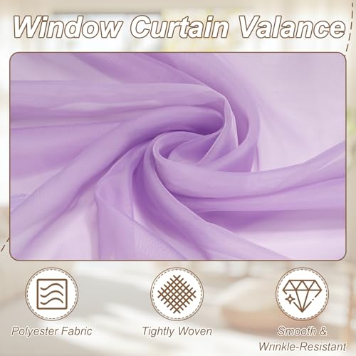 uxcell Window Valance, 51x24 Beaded Sheer Valance Curtains Light Purple - color: Light Purple