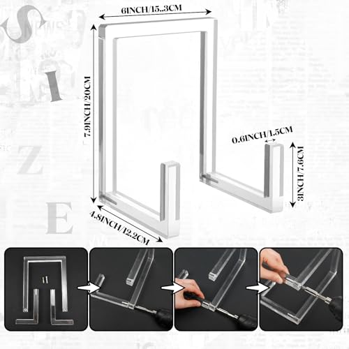 RattanView 2 Pcs Acrylic Plate Stand Clear Easel Stand for Display - size: 8 Inch