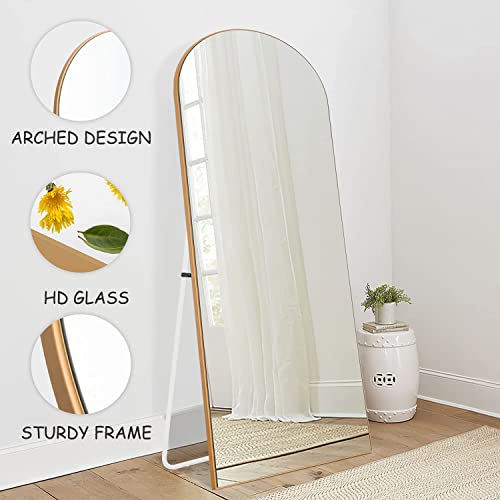 PexFix Full Length Mirror, 65''x22'' Gold Arched Mirror Large Floor Mirror Standing Leaning Hanging [65''x22'' - Gold]
