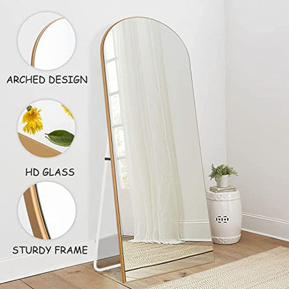 PexFix Full Length Mirror, 65''x22'' Gold Arched Mirror Large Floor Mirror Standing Leaning Hanging [65''x22'' - Gold]