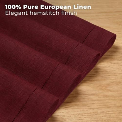 Signature Linen™ by D'Moksha, Dark Red Chambray Placemats Set of 4, 14 x 19 Inch, 100% Pure Linen Table Mats, Hemstitch, Machine Washable Cloth Placemats- Fall, Weddings, Outdoor Hosting - color: Dark Red Chambray, size: Set of 4 (14 X 19 Inch)