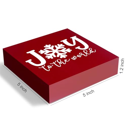 Christmas Decor Desk Decor Joy to The World Sign Accessories Christmas Decorations for Home Office Shelf Table Desk Gifts for Women 5 x 5 Inch (Red) - color: Merry Christmas15