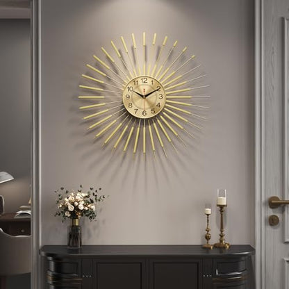Cuspin 24 Inch Gold Wall Clock, Large Mid Century Modern Sunburst Clocks - color: Gold Atomic Sunburst, size: Small