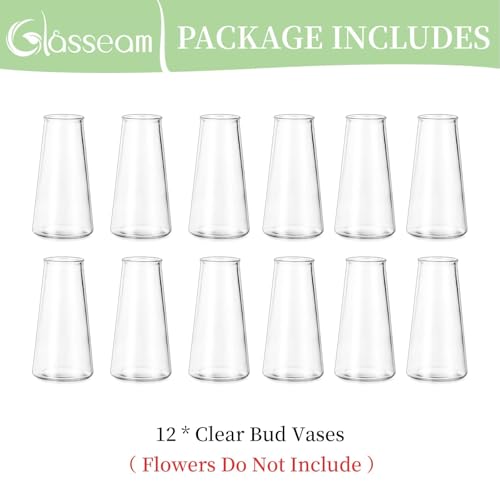 Glasseam Small Glass Vases for Flowers, 12 Pcs Clear Bulk Centerpiece Vases - size: Clear-12pcs