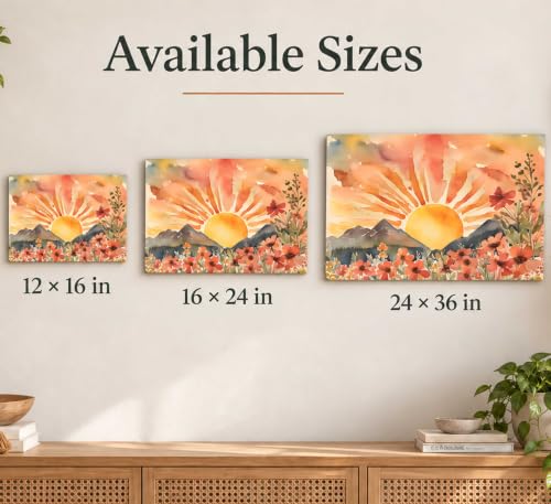 SXHANJXT Boho Sun Canvas Wall art - color: Sunrise-Canvas, size: 16"L x 12"W