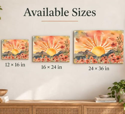 SXHANJXT Boho Sun Canvas Wall art - color: Sunrise-Canvas, size: 16"L x 12"W