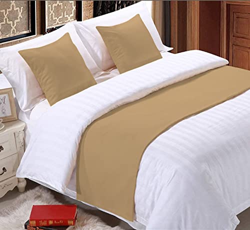Elegant Decor 800 Thread Count Egyptian Cotton Bed Runner Decorative Bed Scarf 1 Piece & 2 Piece Matching Cushion Cover Cal-King Size [White Solid] (Taupe, Queen) - color: Taupe, size: Queen