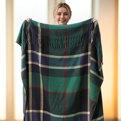 Forest Green Plaid Throw Blanket for Couch, Buffalo Checkered Blanket - color: Forest Green