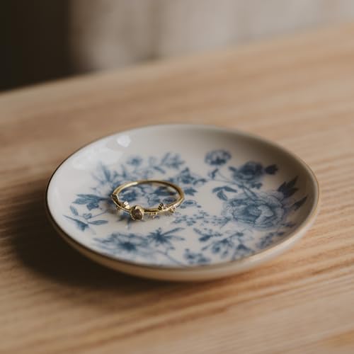 Sweet Water Decor Blue Delft Jewelry Dish Tray - Ceramic Ring Dish for Bridal Shower, Wedding, and Home Decor - Elegant Jewelry Holder & Organizer for Women - style: Blue Delft