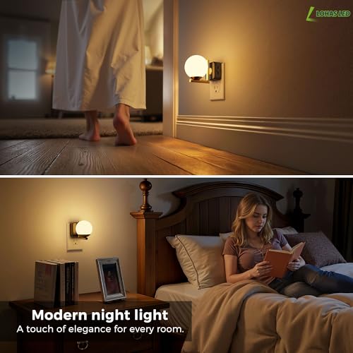 L LOHAS LED Night Lights Plug Into Wall, Dusk to Dawn Sensor - color: Gold 3000K Ball, size: 1 Pack