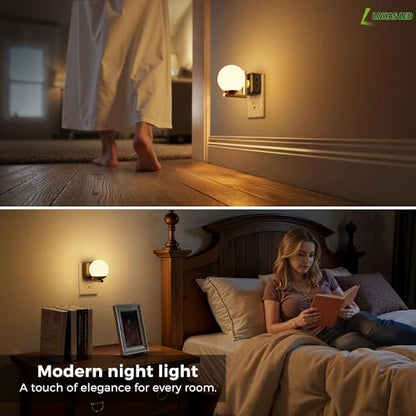 L LOHAS LED Night Lights Plug Into Wall, Dusk to Dawn Sensor - color: Gold 3000K Ball, size: 1 Pack