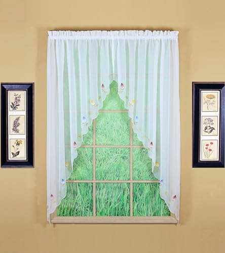 Today's Curtain,Vineyard 3-D Appliqué,Swagger 63", White, 90" W x 63" L - color: White, size: 90"W x 63"L (Pack of 1)