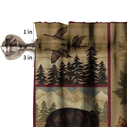 Rustic Moose Deer Valance, Country Lodge Cabin Retro Bear Farmhouse Camp Woodland Animal Print Blackout Short Window Treatment for Kitchen Bathroom Bedroom, 54x18inch - color: Deer-11
