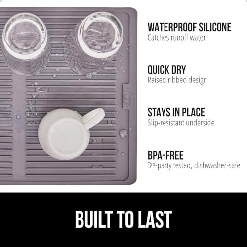 GORILLA GRIP Patented BPA-Free Silicone Dish Drying Mat, 18x16, Gray - color: Gray, size: 18" x 16", style: Silicone