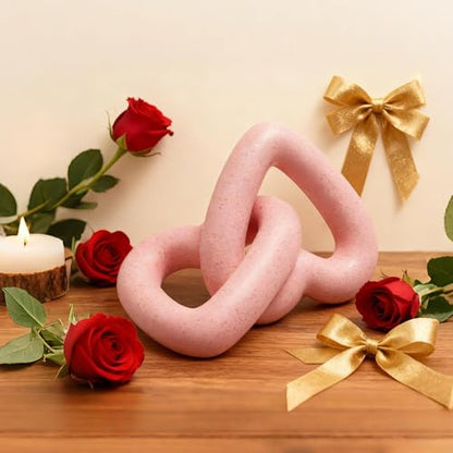 Guichifun Resin Pink Heart Sculpture Chain Link Home Decor - color: Pink