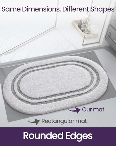 DEXI Oval Bath Mats for Bathroom Non Slip, 36x24 Bath Mat, Light Grey - color: Light Grey, size: 36" X 24" (Oval)