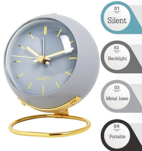 SHISEDECO Small Tableclocks Classic Non-Ticking Tabletop Alarm Clock,Blue - color: Rn-blue
