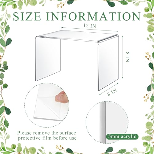 RattanView 2 Pcs 12 x 8 x 8 Inch Large Clear Acrylic Shelf Riser, 5mm Thick - color: Clear, size: 12 x 8 x 8 Inch, 5 mm