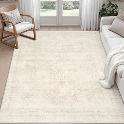 4x6 Area Rugs Living Room: Bedroom Neutral Washable Carpet Beige - color: Beige, size: 4' x 6' (Rectangular)