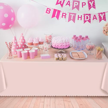 NatNarr 6 Pcs Plastic Light Pink Tablecloths, Scalloped Table Cloths - color: Light Pink, size: 6 Pack