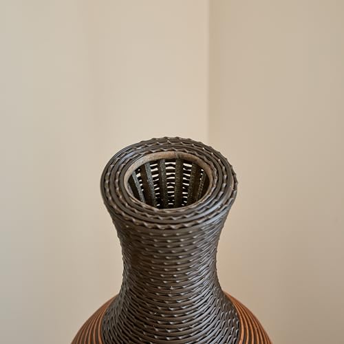 Tall Floor Vase for Living Room, Black & Gray Floor Vase, Artificial Rattan with Two-Tone Dark Brown Finish 39 Inch H - color: Black+ Gray