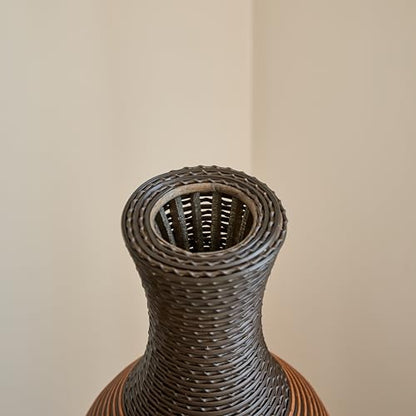 Tall Floor Vase for Living Room, Black & Gray Floor Vase, Artificial Rattan with Two-Tone Dark Brown Finish 39 Inch H - color: Black+ Gray