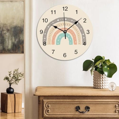 ArogGeld Boho Rainbow Wall Clock for Classroom Earthy Tones Round Clocks - color: A11-6, size: 15x15in